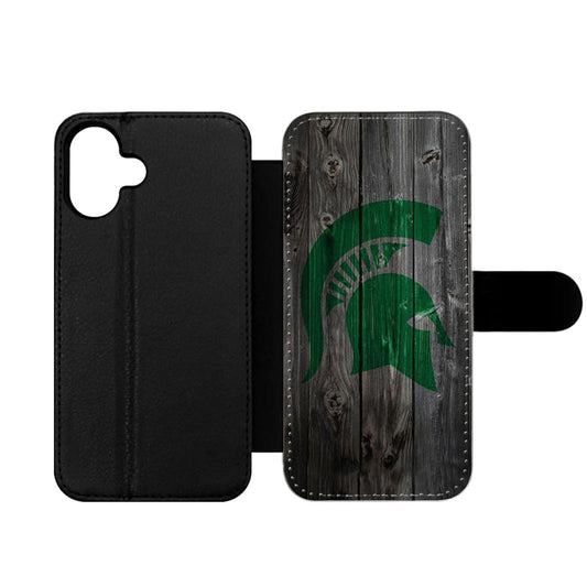 MICHIGAN STATE SPARTANS WOODEN LOGO Wallet iPhone Case