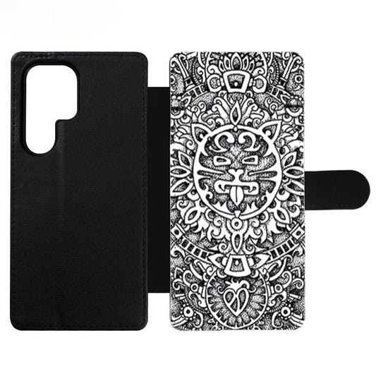 Mandala Lion Pattern Wallet Samsung Case
