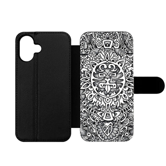 Mandala Lion Pattern Wallet iPhone Case
