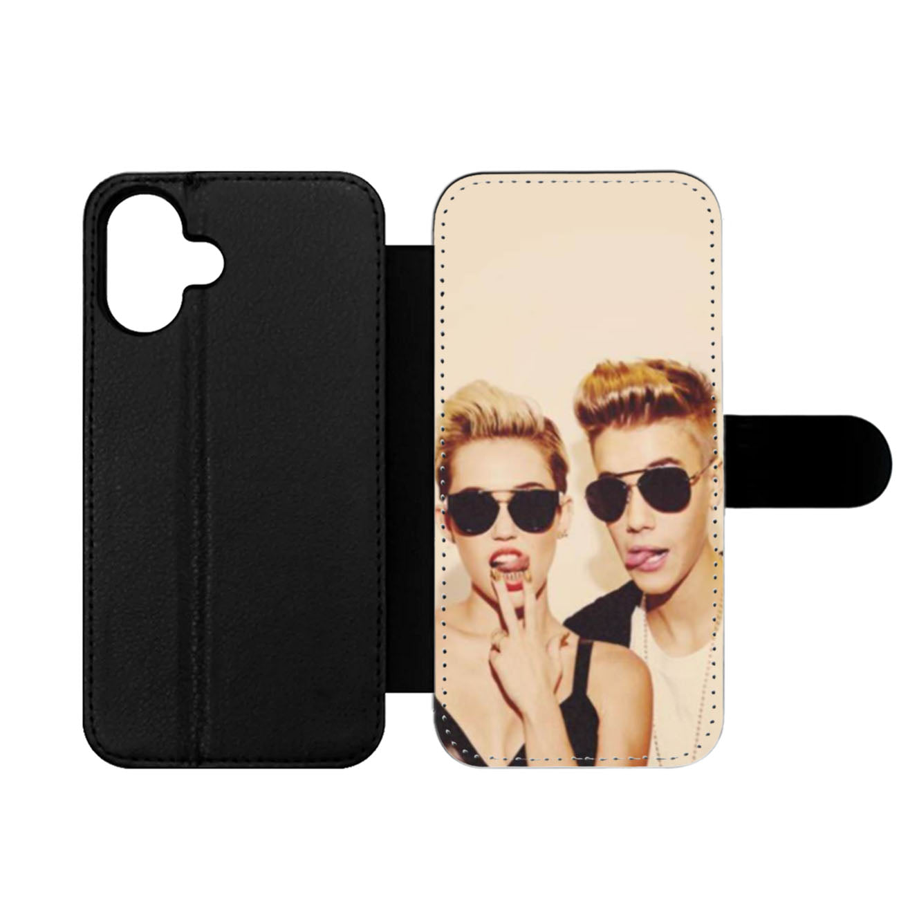 Miley Cyrus and Justin Bieber Sunglasses Wallet iPhone Case