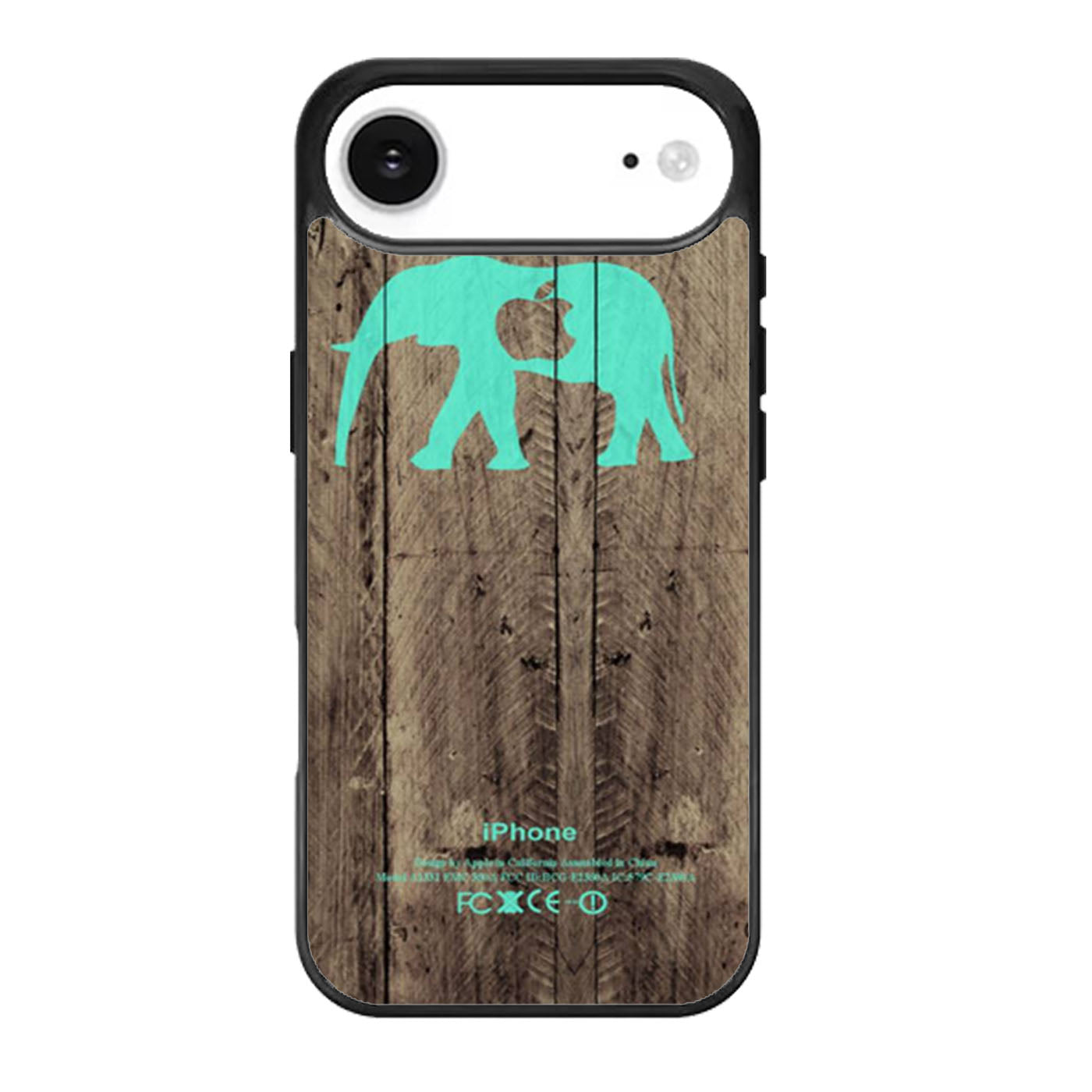 Mint Chevron Elephant On Dark Wood Background iPhone Air Case