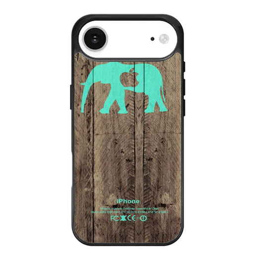 Mint Chevron Elephant On Dark Wood Background iPhone Air Case