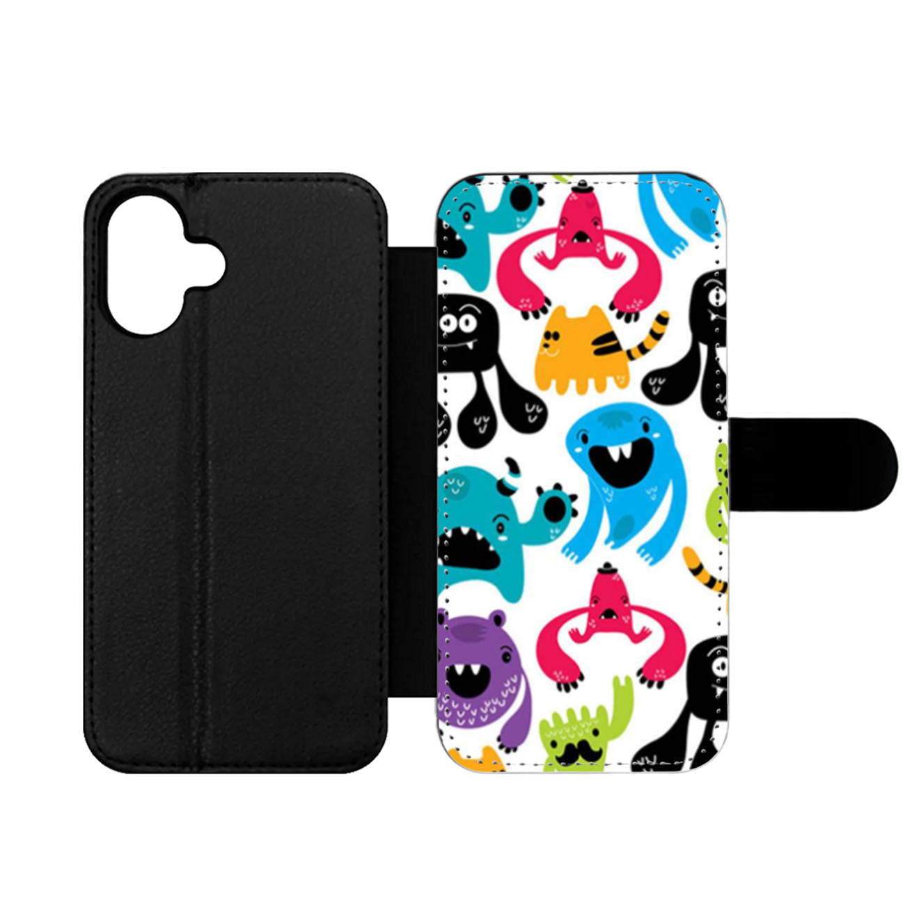 Monster Pattern Wallet iPhone Case