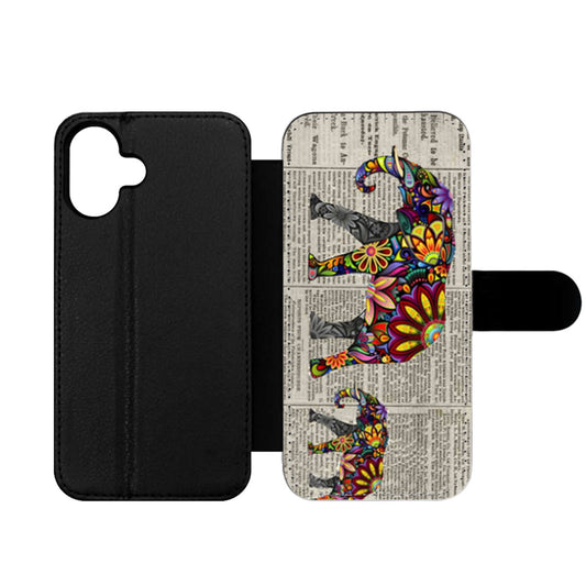 Mum And Baby Elephant On Dictionary Page Wallet iPhone Case