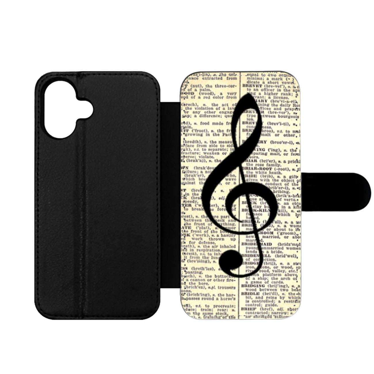 Musical Notes and Old newspaper Wallet iPhone Case
