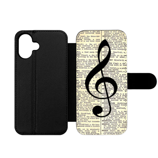 Musical Notes and Old newspaper Wallet iPhone Case