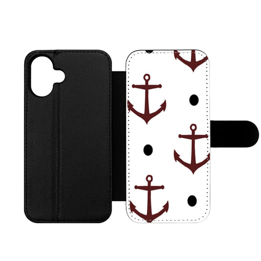 Nautical Anchor Navy Pattern Print Wallet iPhone Case