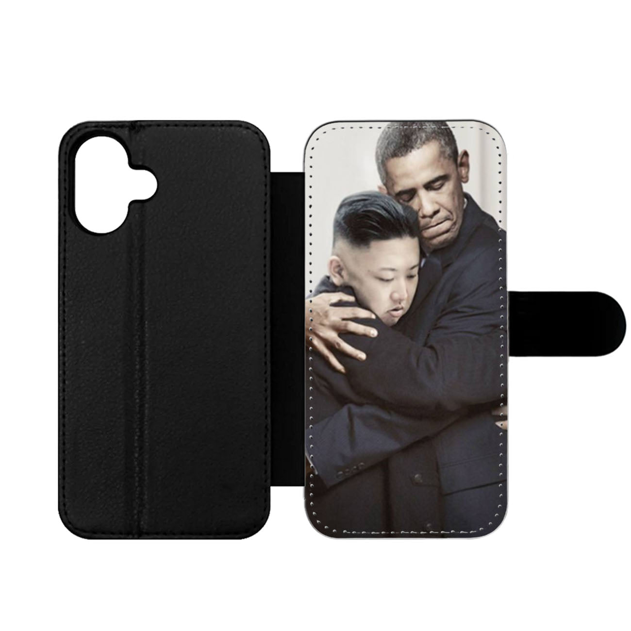 Obama and Kim Jong Un Hugging Wallet iPhone Case