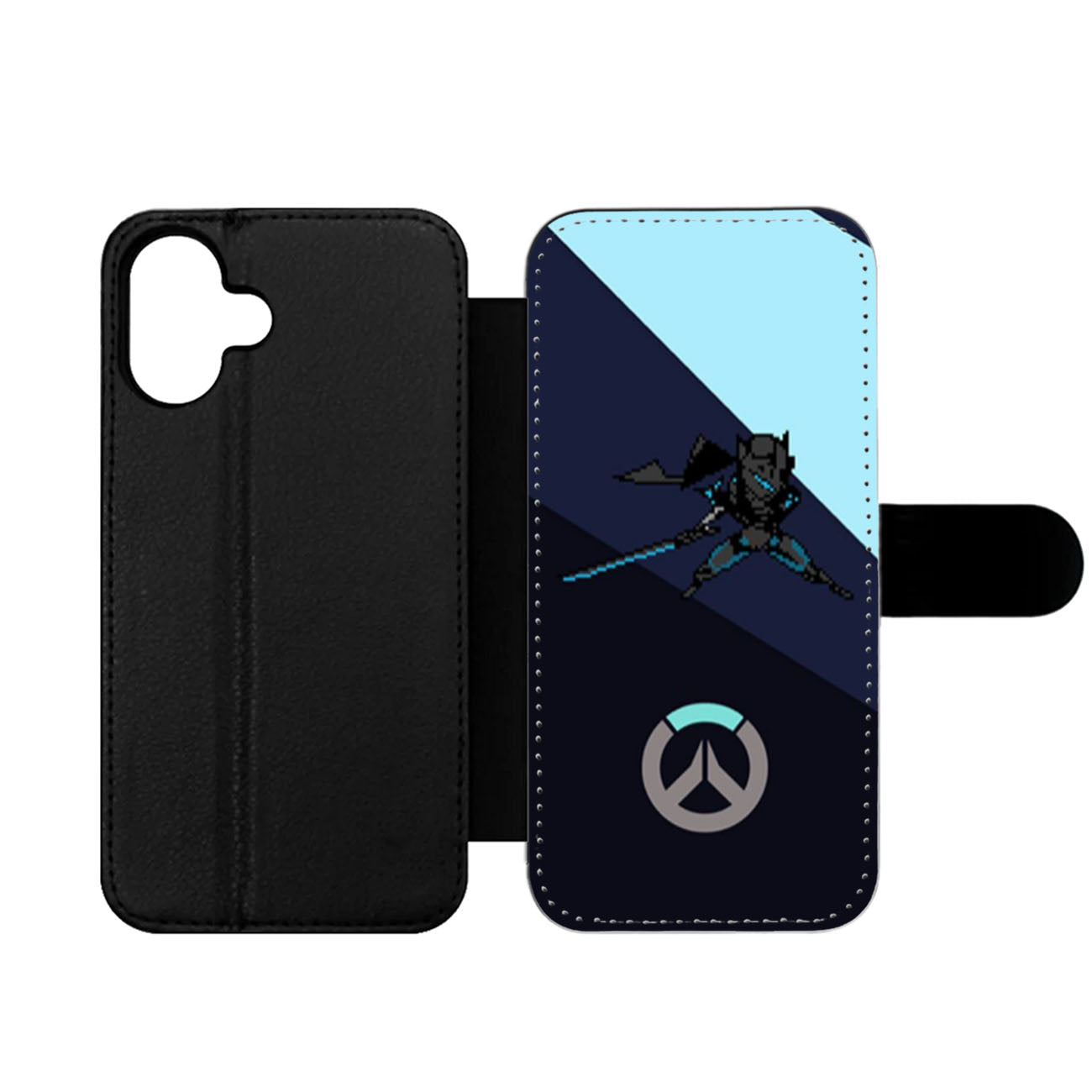 Overwatch Genji Carbon Fiber Pixel Spray Wallet iPhone Case