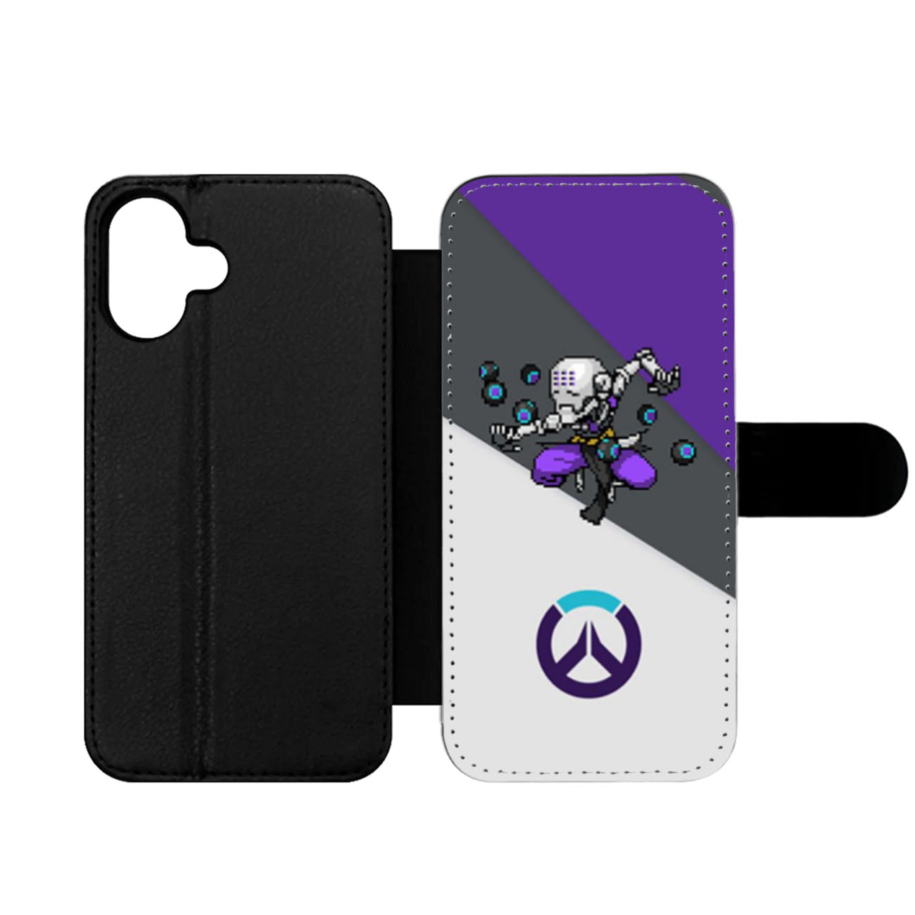 Overwatch Purple Zenyatta Pixel Spray Wallet iPhone Case
