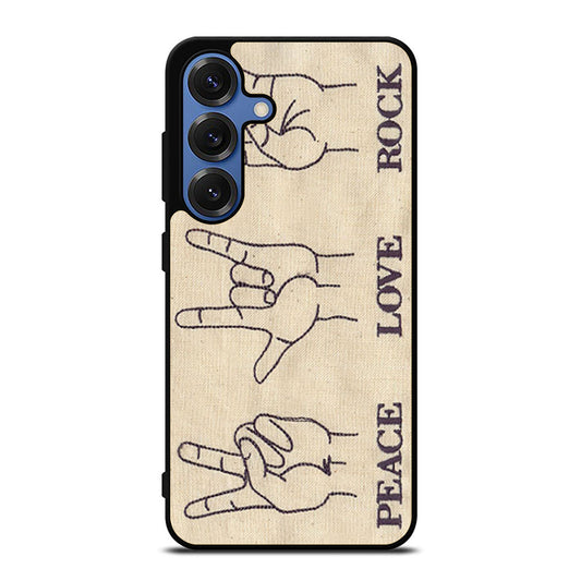 Peace Love Rock Hand Sign Samsung S25 Ultra Case