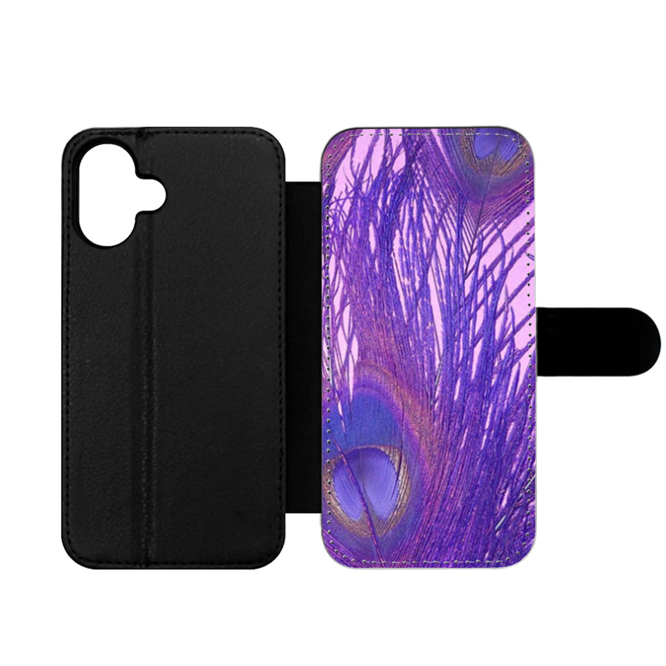 Peacock Feather Purple Wallet iPhone Case