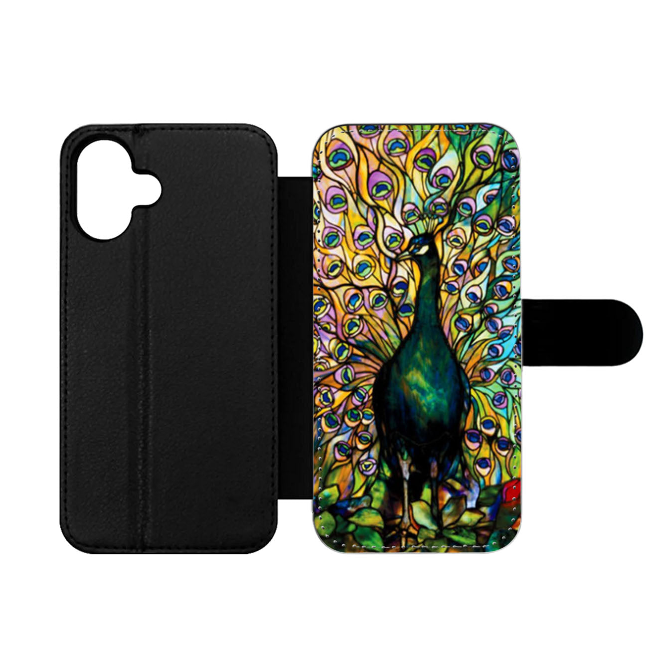 Peacock Tiffany Stained Glass Wallet iPhone Case