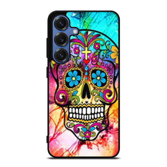Popular Sugar Skull Colorful Galaxy Nebula Samsung S25 Ultra Case