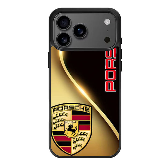 Porsche Metallic Golden Logo iPhone 17 Pro Max Case