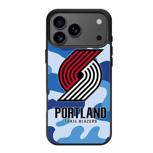 Portland Trail Blazers Blue Camo iPhone 17 Pro Max Case