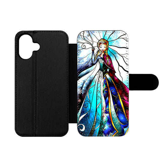 Princess Elsa And Anna Stained Glass Wallet iPhone Case