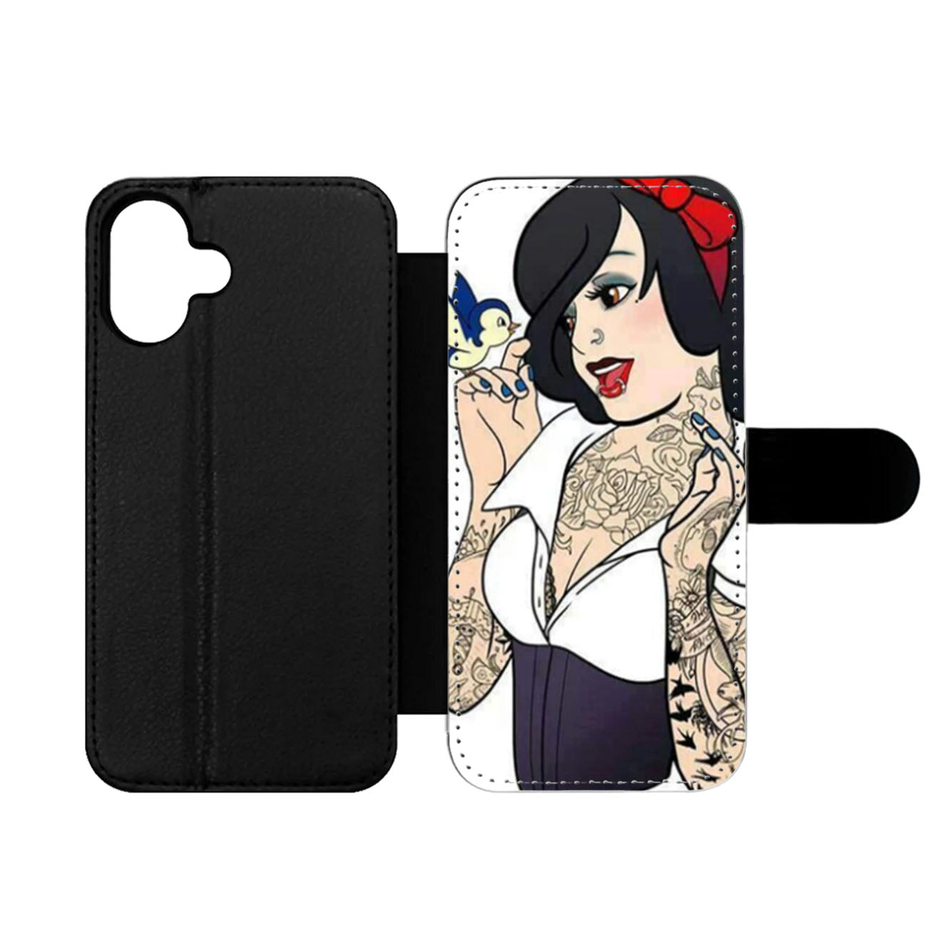 Punk Tatto Snow White Bird Wallet iPhone Case