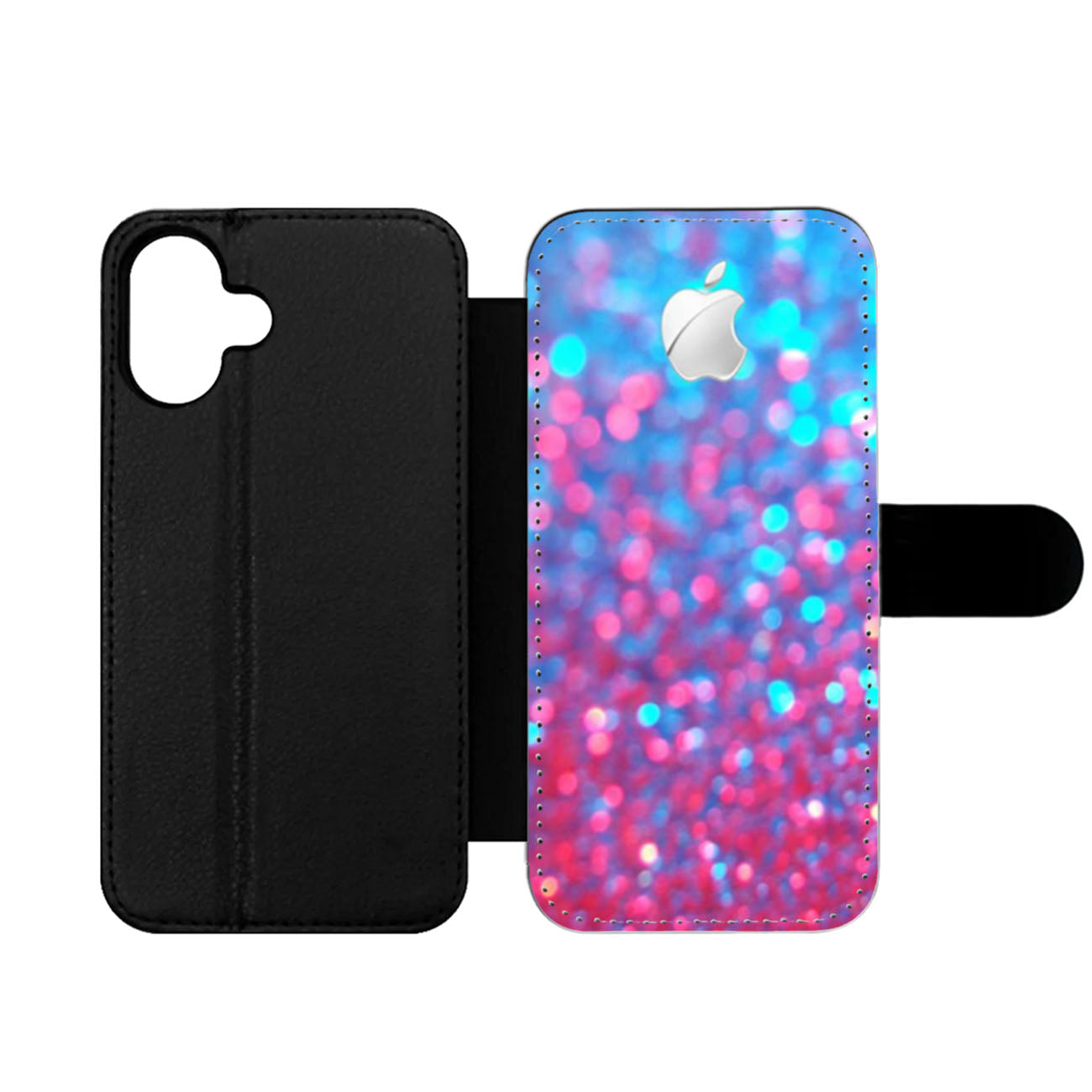 Purple Blue Faux Glitter Wallet iPhone Case