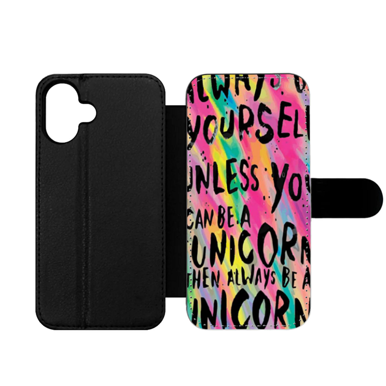 Rainbow Unicorn Quote Wallet iPhone Case