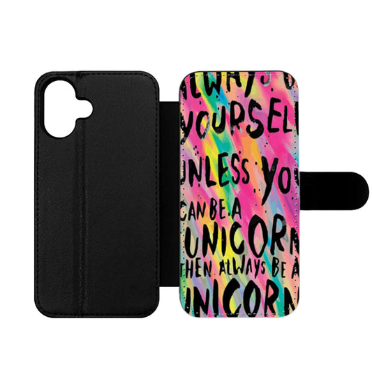 Rainbow Unicorn Quote Wallet iPhone Case