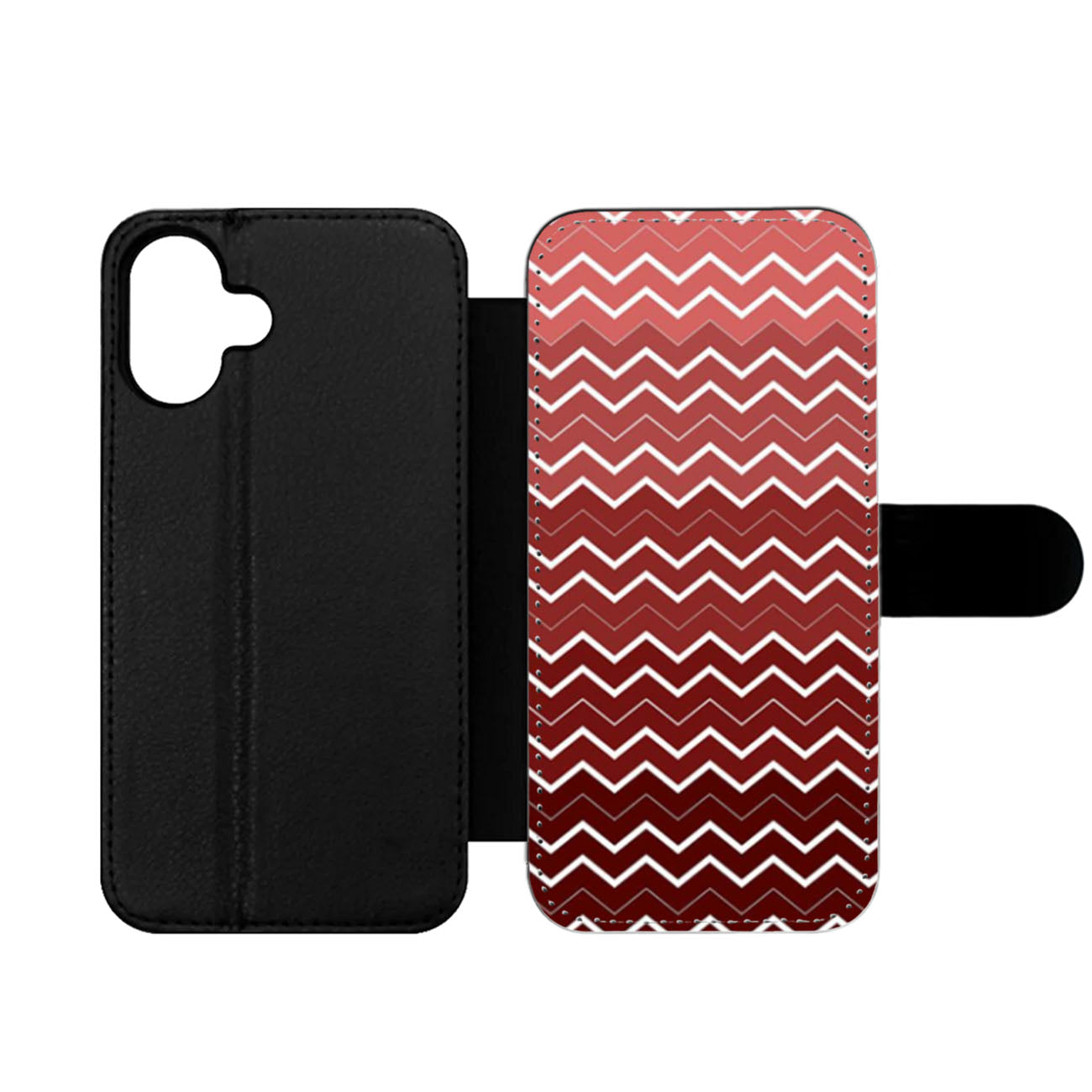 Red Chevron Pattern Wallet iPhone Case