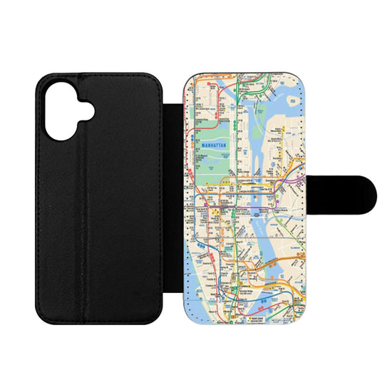 Retro New York Map Wallet iPhone Case