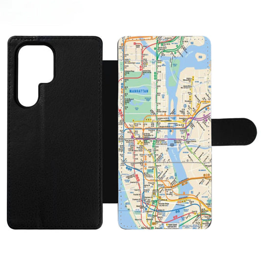 Retro New York Map Wallet Samsung Case