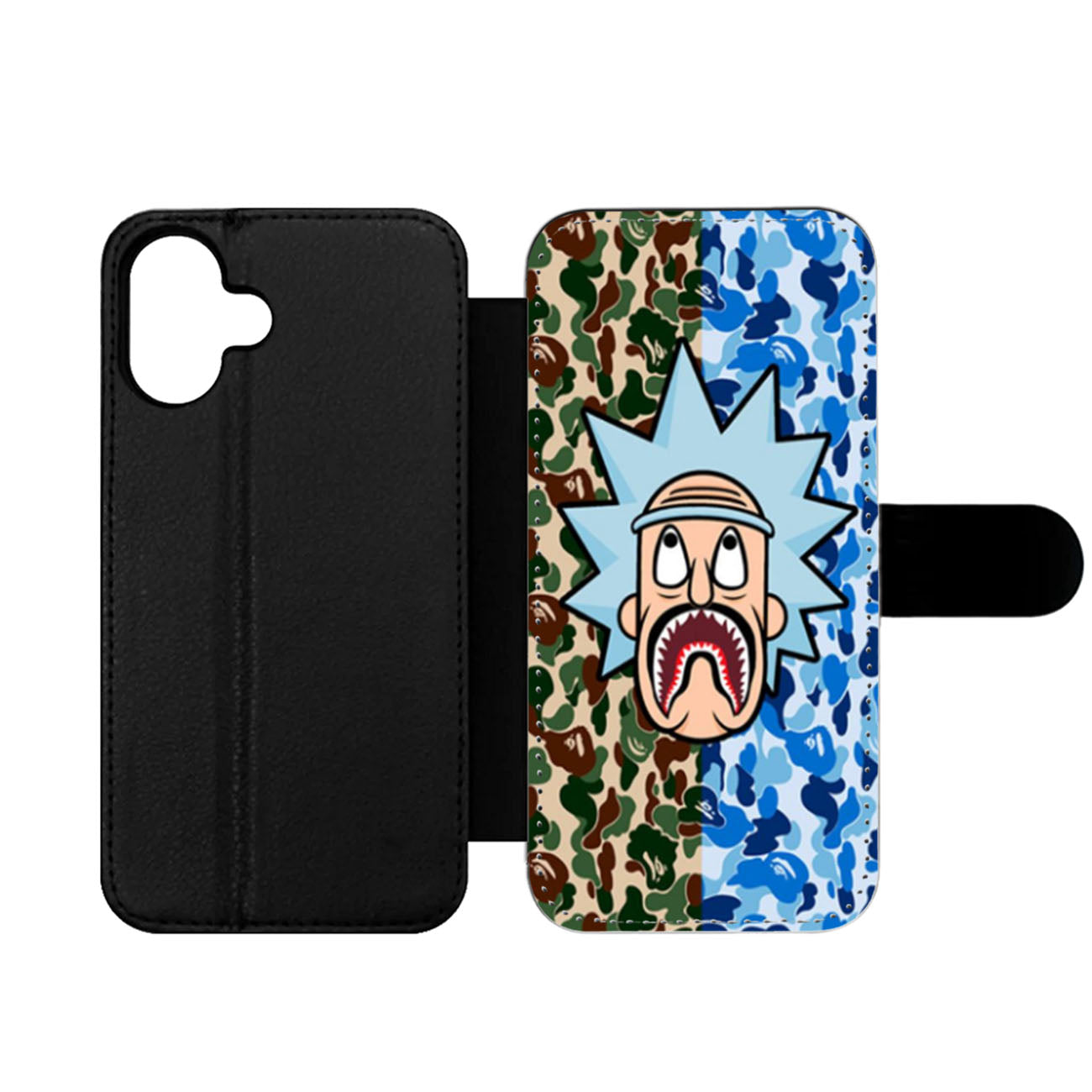Rick and Morty Bape Shark Camo Wallet iPhone Case