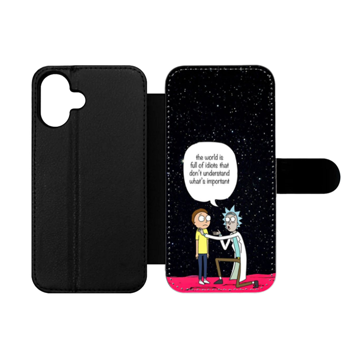 Rick and Morty Idiots Quote Wallet iPhone Case