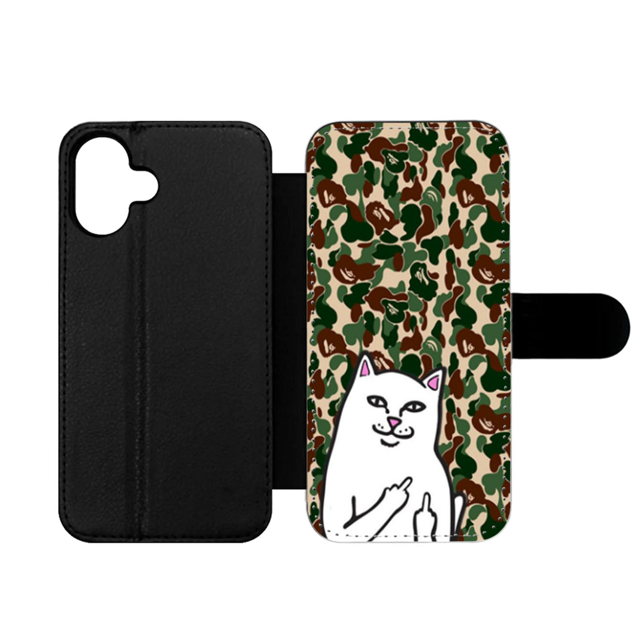 RipNDip Lord Nermal Cat Bape Camo Wallet iPhone Case