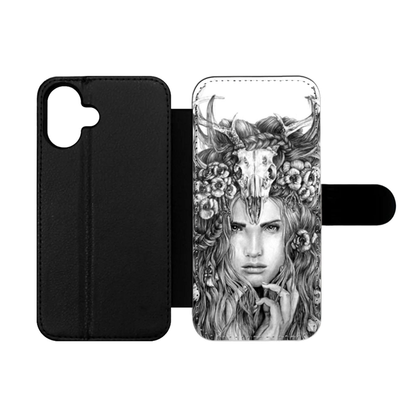 Skull Woman Art Printing Wallet iPhone Case