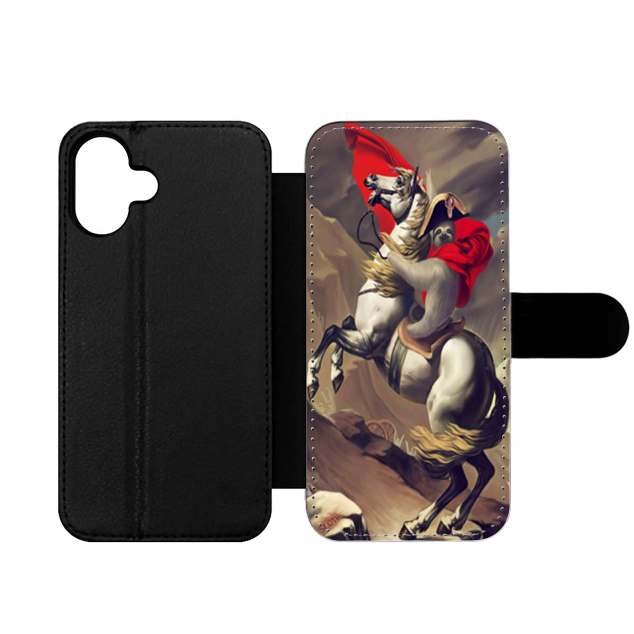 Sloth Napoleon Riding a Horse Wallet iPhone Case