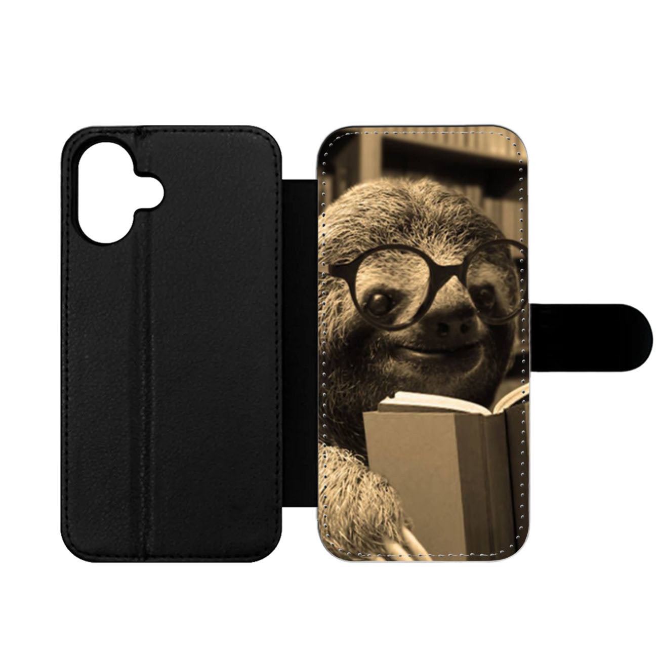 Sloth Reading Wallet iPhone Case