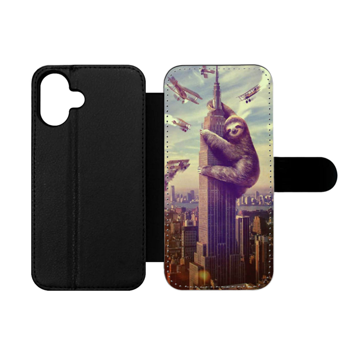 Sloth Slothzilla Building Empire Wallet iPhone Case