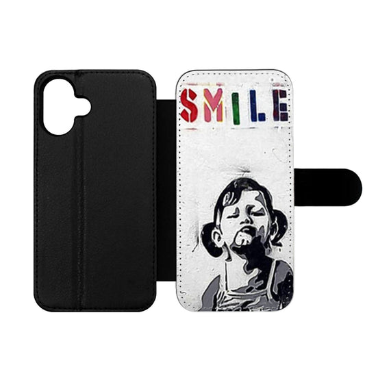 Smile Girl Graffiti Wallet iPhone Case