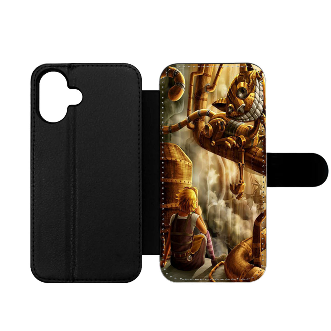 Steampunk Alice and Cheshire Cat Wallet iPhone Case