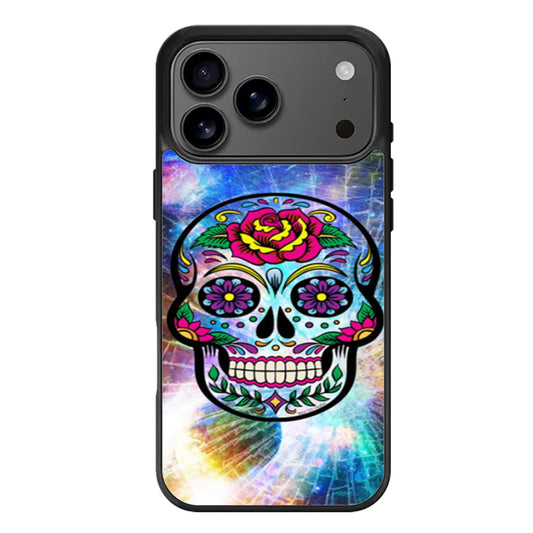 Sugar Skull Colorful Crack Out iPhone 17 Pro Max Case