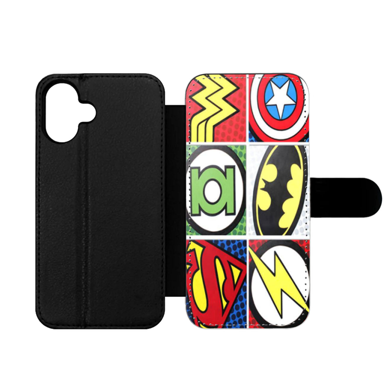 Superhero Logo Flash Batman Captain America Wallet iPhone Case