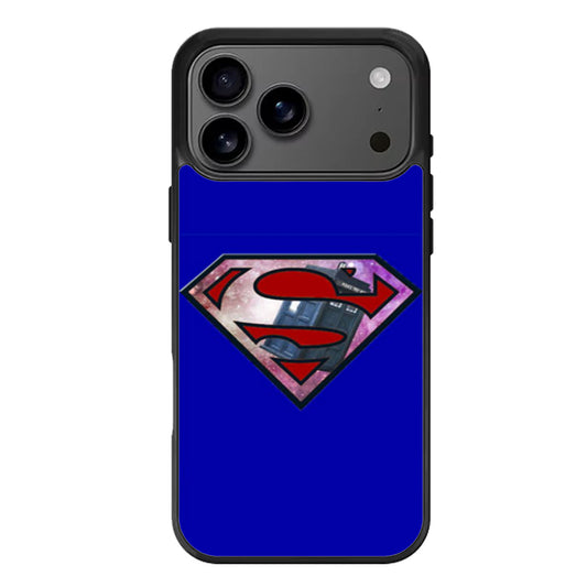 Superman Logo Dr Who Tardis Galaxy iPhone 17 Pro Max Case