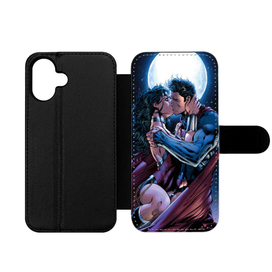 Superman Wonder Woman Kiss Wallet iPhone Case