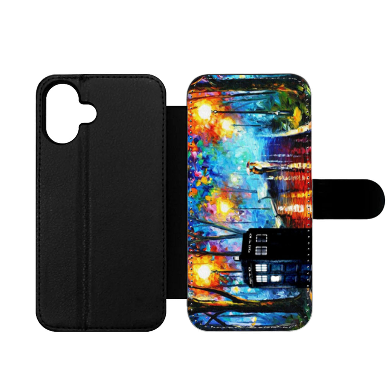 Tardis Doctor Who in The Rain Wallet iPhone Case