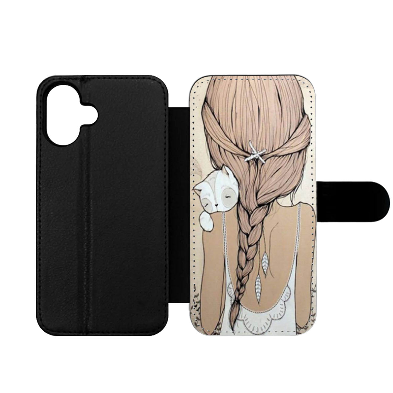 The Little Girl With Her Kitten Wallet iPhone Case