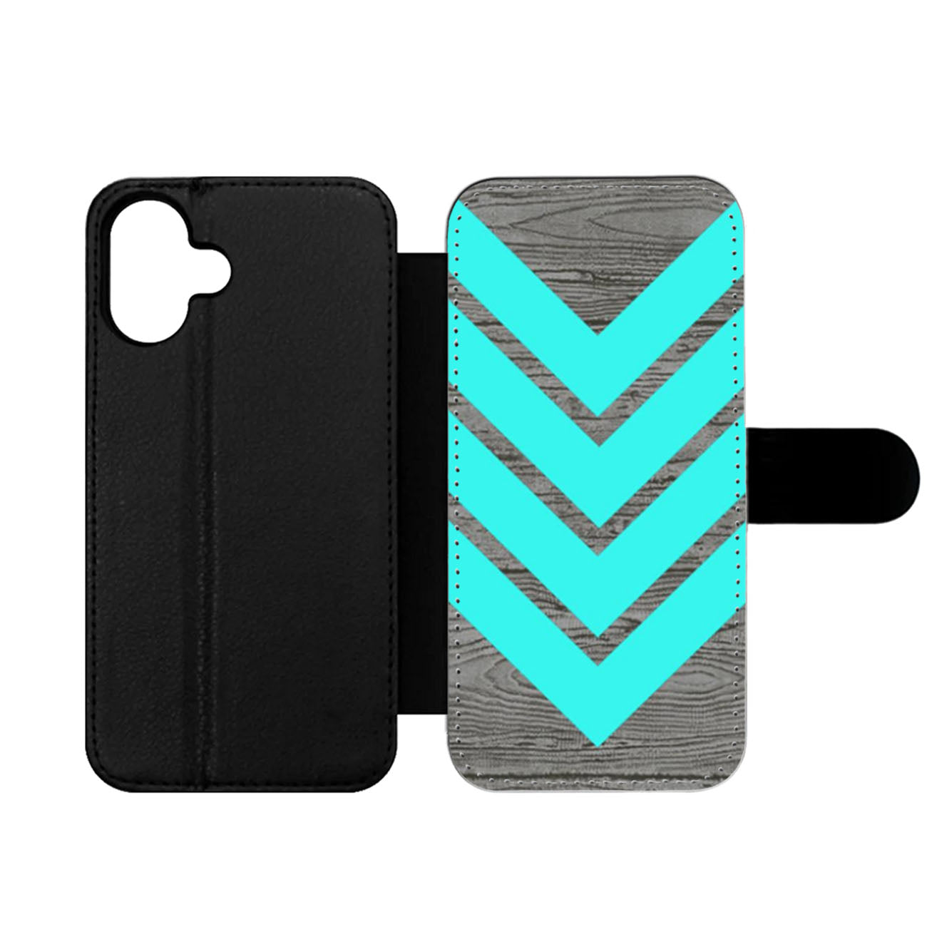 Tiffany Blue Chevron Wood Wallet iPhone Case