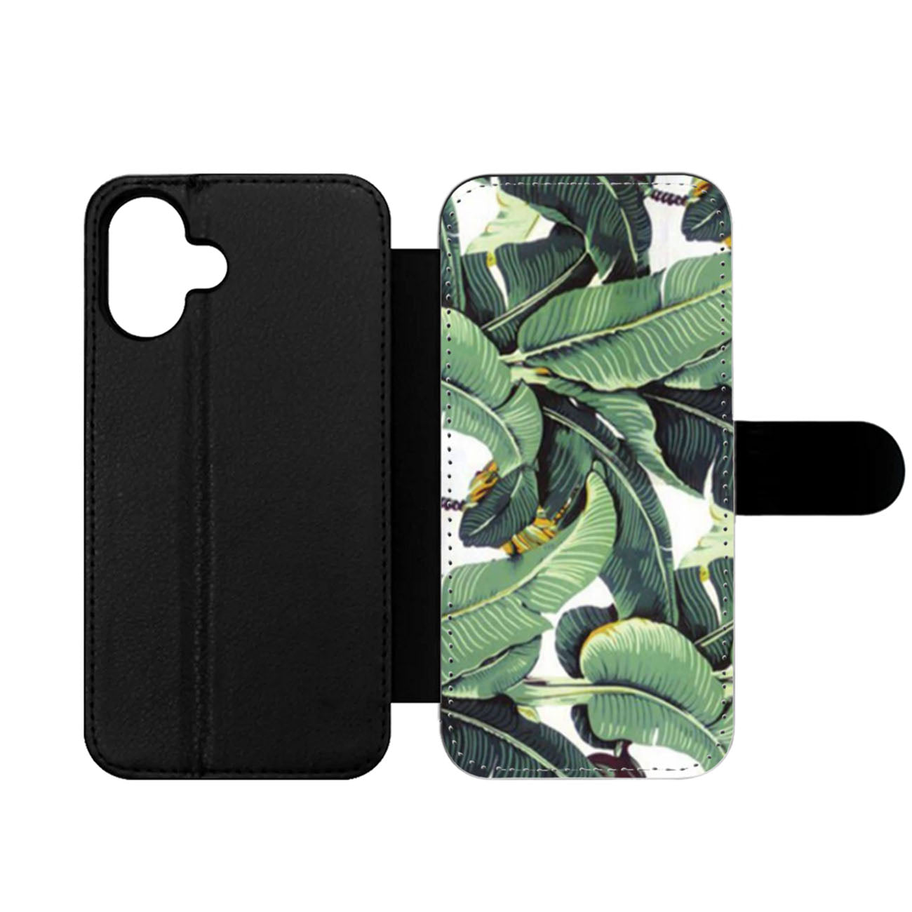 Tropical Banana Leaves Pattern Wallet iPhone Case