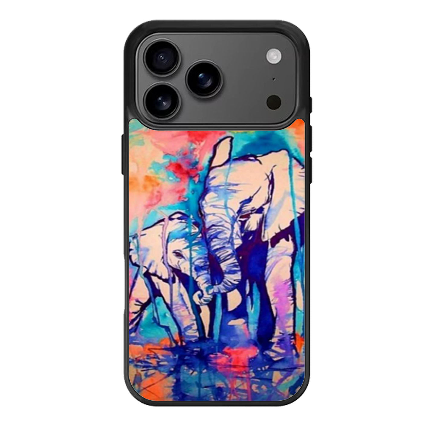 Unique Watercolor Elephant Family Painting Pattern iPhone 17 Pro Max Case