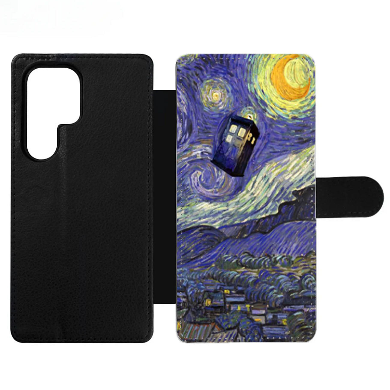 Van Gogh Tardis Doctor Who starry night art painting Wallet Samsung Case