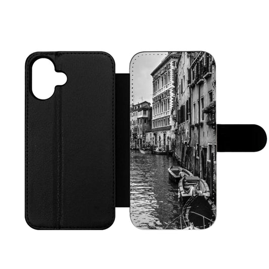 Venice Italy Black and White Wallet iPhone Case