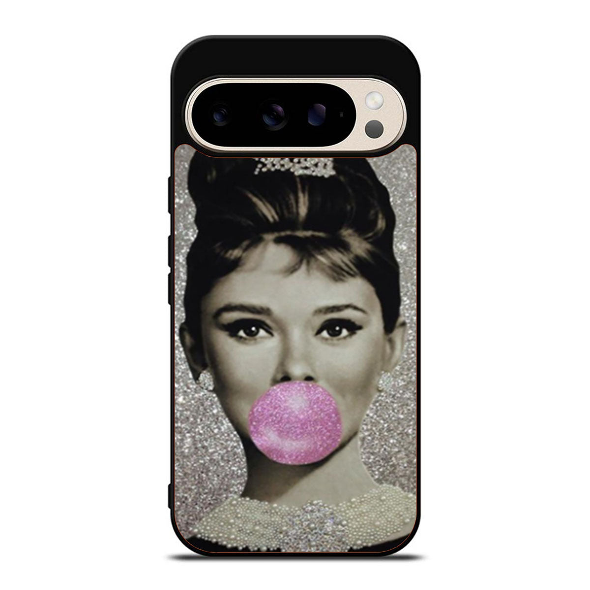 Vintage Audrey Hepburn Bubblegum Faux Glitter Google Pixel 9 Pro Case
