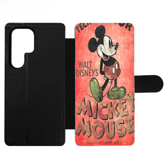 Vintage Dinsey Mickey Mouse Retro Disneyland Wallet Samsung Case